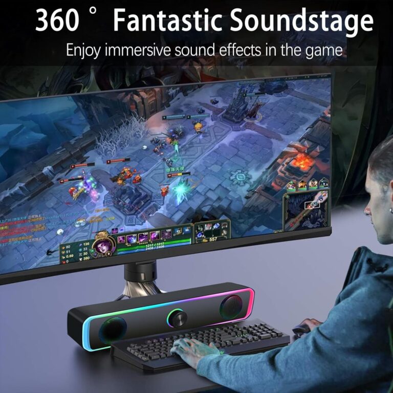 PC Speakers, USB Speakers with RGB Light, Bluetooth
