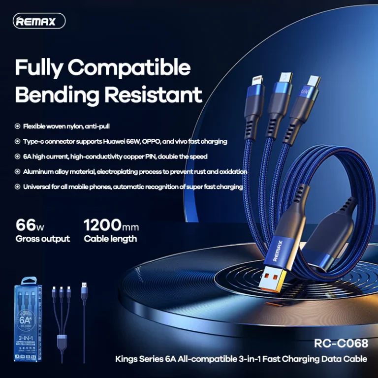 REMAX RC-C068 Kings Series 6A All-Compatible 3 in 1 Fast Charging